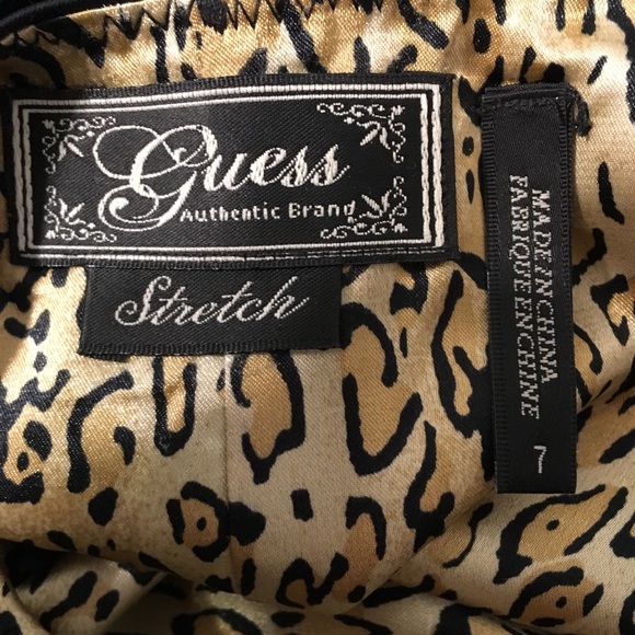 Guess 90s sexy stretch satin black & leopard dress - Picture 7 of 8